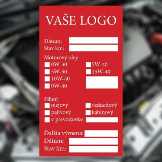 Nálepka na výmenu oleja s logom | Profesionálne štítky pre autoservis