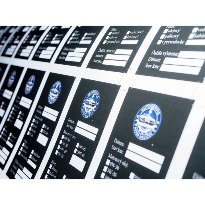 Nálepka na výmenu oleja s logom | Profesionálne štítky pre autoservis