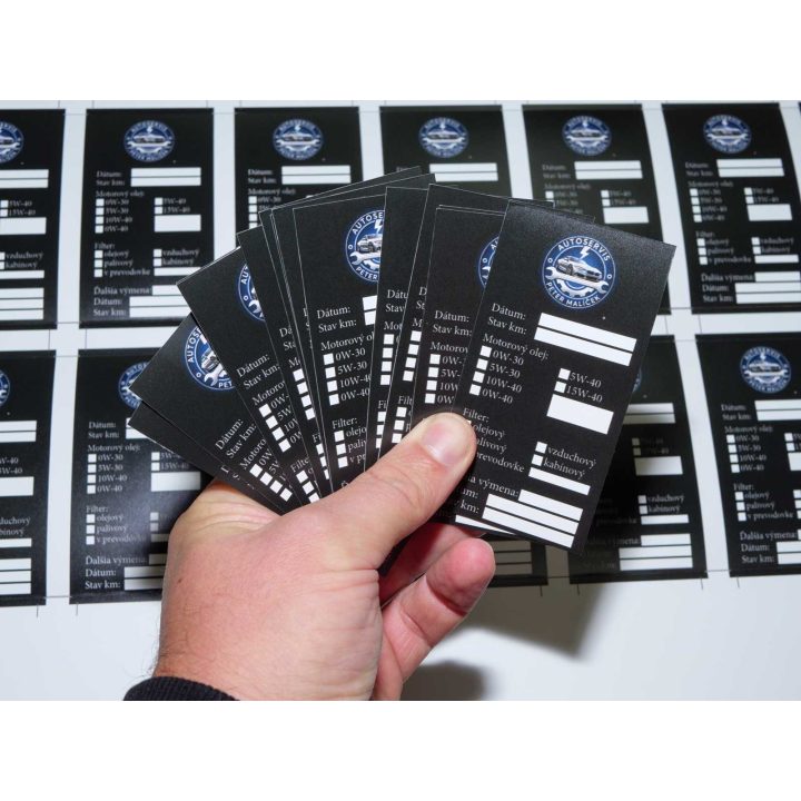 Nálepka na výmenu oleja s logom | Profesionálne štítky pre autoservis